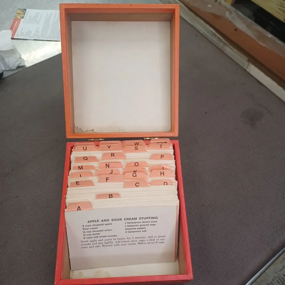 Vintage Life Recipe Card Box File Organizer Kitchen Storage Alphabetical Divider
